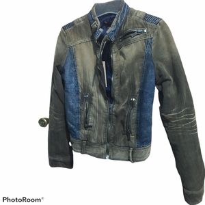 Diesel cordoroy brown blue moto jacket small